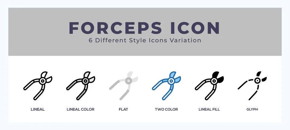 Forceps icon set with different styles. Vector illustration. Stock Illustration