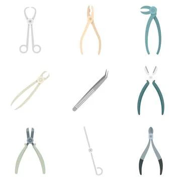Forceps icons set flat isolated Stock Illustration