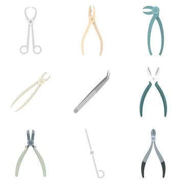 Forceps icons set flat vector isolated Stock Illustration