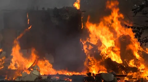 Forces of Nature - Burning House Fire Video stock 34696069