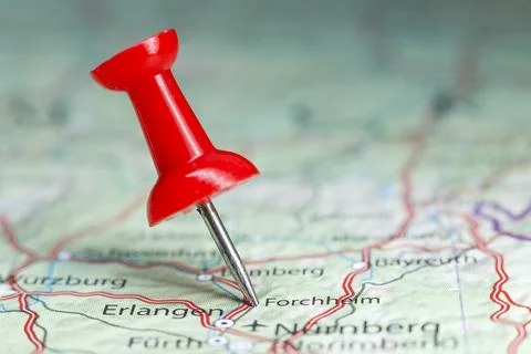 Forchheim pin on map of Germany Foto stock