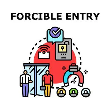 Forcible entry and unauthorized access concept illustration Illustrazione stock