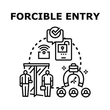 Forcible entry and unauthorized access concept illustration Stock Illustration