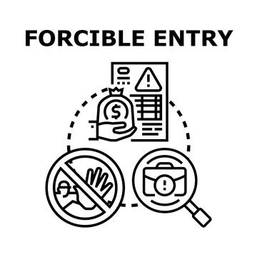 Forcible entry concept, illicit access, and protection icon Stock Illustration