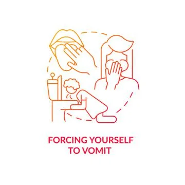 Forcing yourself to vomit red gradient concept icon イラスト素材