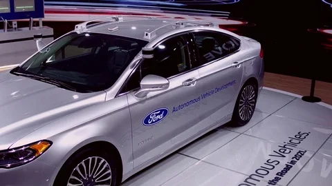 Ford Autonomous Concept tilt down at Detroit International Auto Show  Stock Footage 72329131