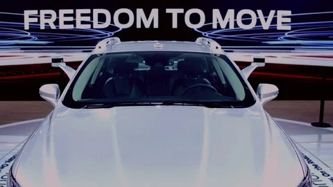 Ford Autonomous Concept tilt down at Detroit International Auto Show Stock Footage 72330272