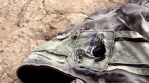 Ford Cobra jacket close up in the desert beat up Stock Footage 53337855