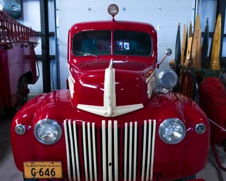 Ford fire engine at Bomber Command Museum of Canada, Nanton, Southern Alberta, Stock Photos