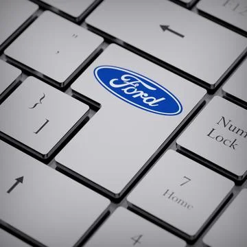 Ford logo notebook keycap 3d illustration stock market editorial Stock Photos