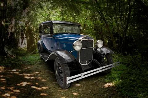 Ford Model A on forest path Stock Photos