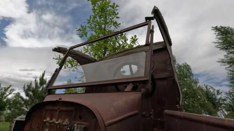 Ford Model A Rusting in Field Video stock 249918565