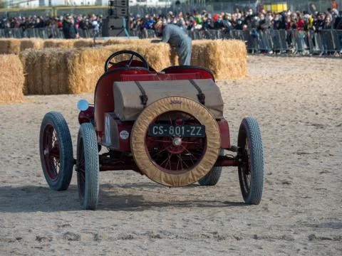 Ford old timer car standing on the beach. Stock Photos