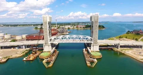Fore River Bridge in Quincy, MA, USA Vídeo Stock 175872512