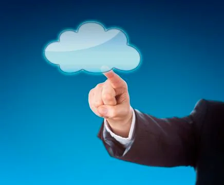 Forearm Pointing At Cloud Icon With Copy Space Stockillustratie