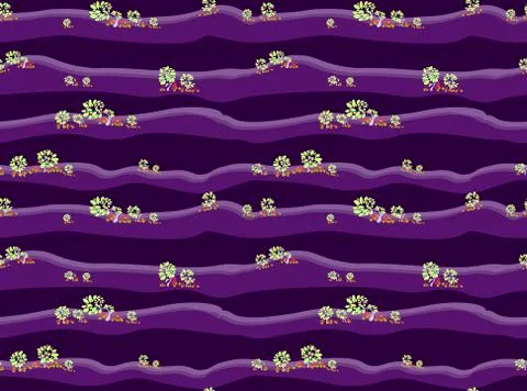 Foreat Line seamless pattern with trees and flowers of lupin 스톡 일러스트