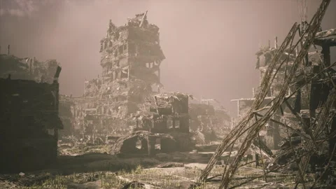 Foreboding abandoned factories enveloped in thick fog and silence 스톡 동영상 331397150