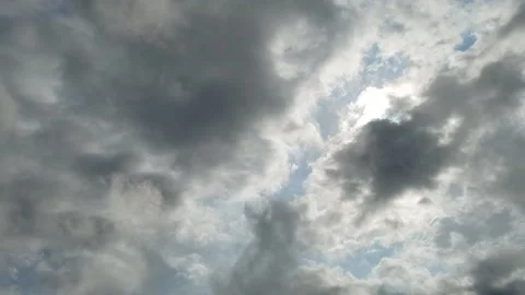 Foreboding clouds in the sky with faint sunlight peaking through Stock Footage 166717124