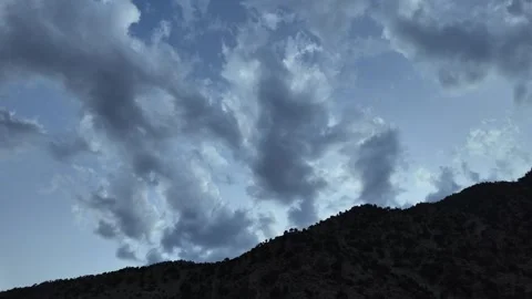Foreboding Peak Dark Majesty - Towering Mountain with Lush Trees, Ominous Da Stock Footage 286412184