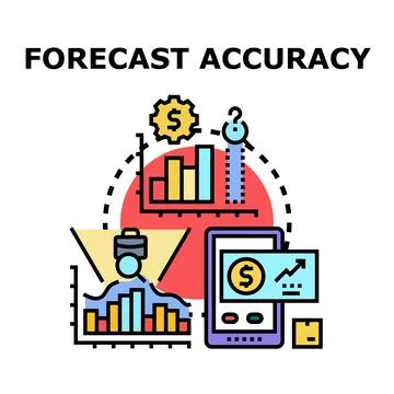 Forecast accuracy concept managing financial data analysis Stock Illustration