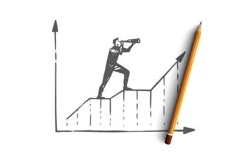 Forecast, graph, growth, progress, diagram concept. Hand drawn isolated vecto Stock Illustration