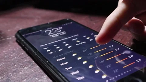 Forecast information by mobile phone. 库存影片 201816767