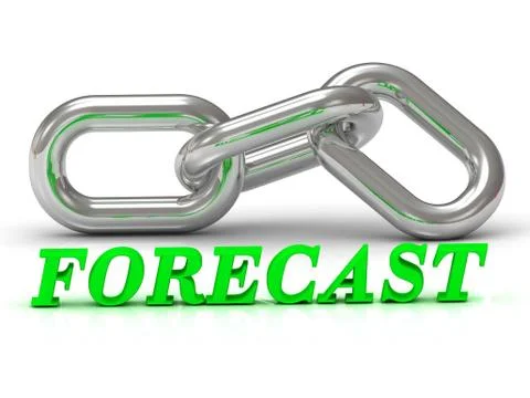 FORECAST- inscription of color letters and Silver chain of the section on whi Stock Illustration