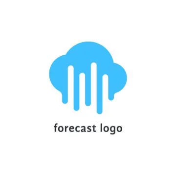 Forecast logo with melted blue cloud Stock Illustration