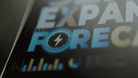 Forecast typography above analytical charts Stock Footage 345489123