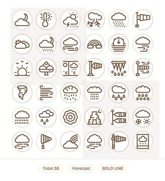 Forecast Vector Icon Repository containing 36 Bold Line 128x128 Display Per.. Stock Illustration