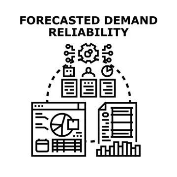 Forecasted demand reliability planning and analysis concept Stock Illustration