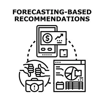 Forecasting based recommendations for business growth and decision making Stock Illustration