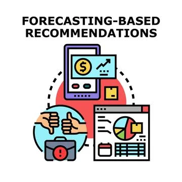 Forecasting based recommendations for business growth and decision making Stock Illustration