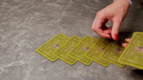 Forecasting concept. Fortune teller. Female hands and tarot cards . Stock Footage 203934209
