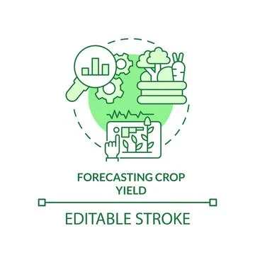 Forecasting crop yield green concept icon Stock Illustration