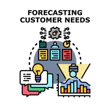 Forecasting customer needs and market demand analytics Stock Illustration