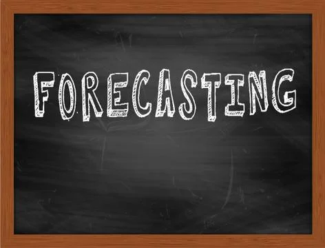 FORECASTING  hand writing text on black chalkboard Stock Illustration
