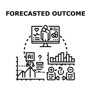 Forecasting outcome using artificial intelligence and data analysis Stock Illustration