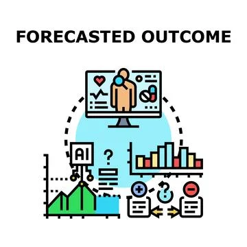 Forecasting outcome using artificial intelligence and data analysis Stockillustratie