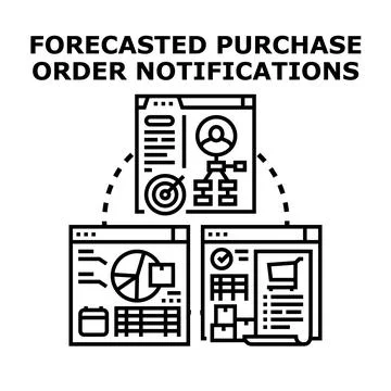 Forecasting purchase order notifications for business management system Stock Illustration