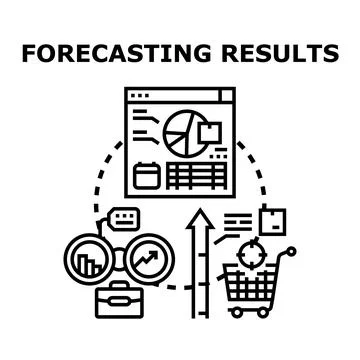 Forecasting results for business analytics and data estimation Illustrazione stock