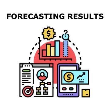 Forecasting results concept for business analytics and planning Stock Illustration