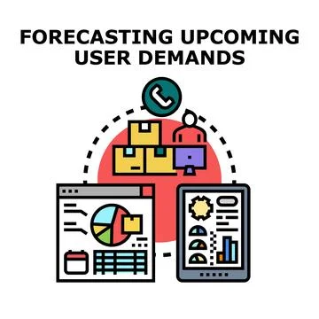 Forecasting user demands and market analytics concept Stock Illustration