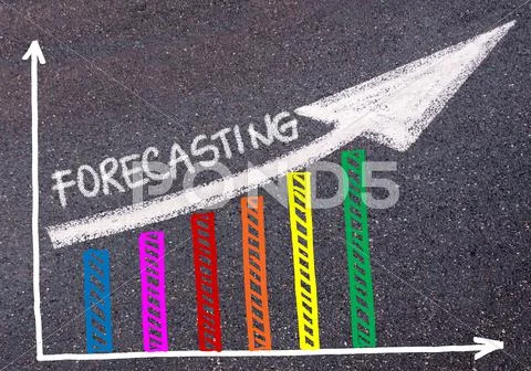 FORECASTING written over colorful graph and rising arrow Stock Photos