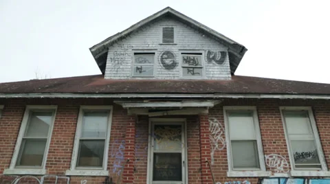 Foreclosed House tilt down Stock Footage 36512213