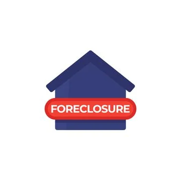 Foreclosure icon with a house on white Stock Illustration