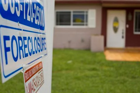 Foreclosure signage at home Stock Photos