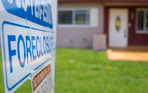 Foreclosure signage at home Stock Photos