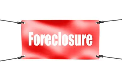 Foreclosure word with red banner Stock Illustration