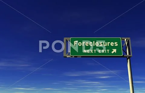 'Foreclosures' Freeway Exit Sign Stock Illustration